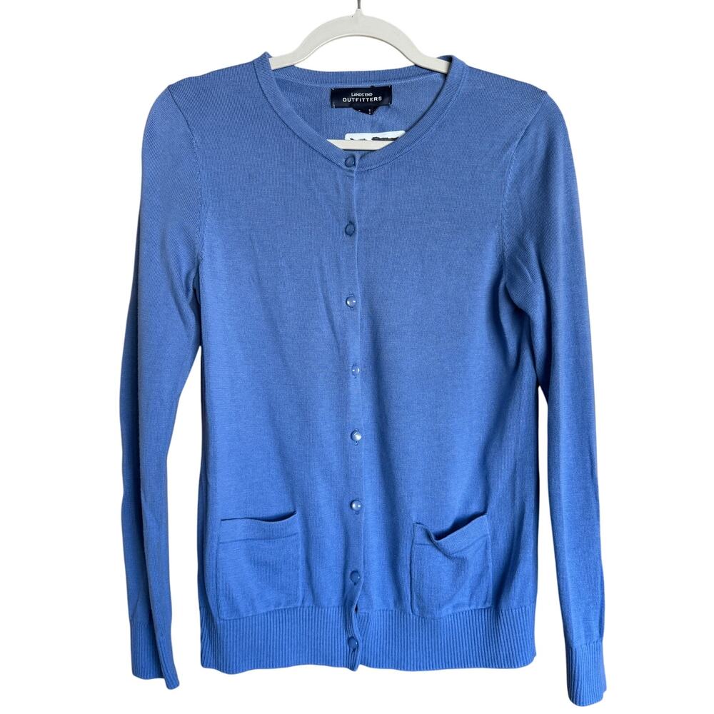 Lands' End Outfitters Button Down Cardigan Long Sleeve Size S Light Blue Coastal
